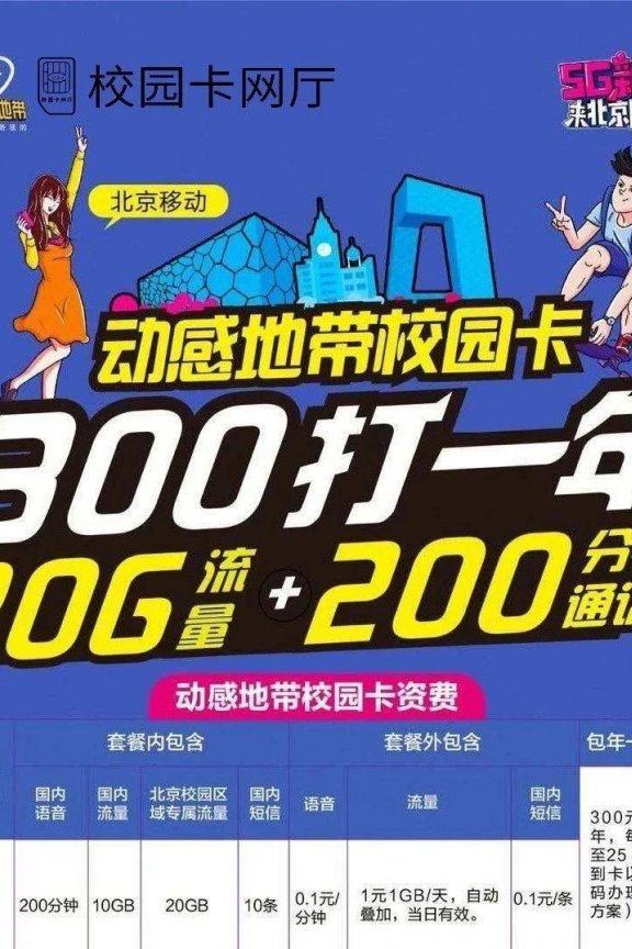 2020年北京移动校园卡正式上架，每月30G流量+200分钟通话