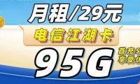 可选号|电信江湖卡29元月租=95G流量+100分钟通话