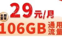 联通滑雪卡永久套餐神卡,月租29元享106G通用流量+100分钟
