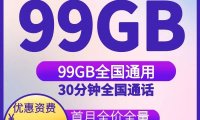 成功率高|联通华丽卡29月租99G通用流量+30分钟通话