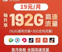 【爆单啦!本地归属地】广电福兔卡192G流量,5G黄金频段全新号段!